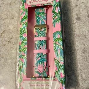 Lilly Pulitzer Apple watchband in pink blossoms suite views NIB fits 38/40mm